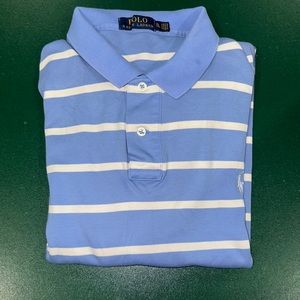 Blue and white striped soft fit XL Polo